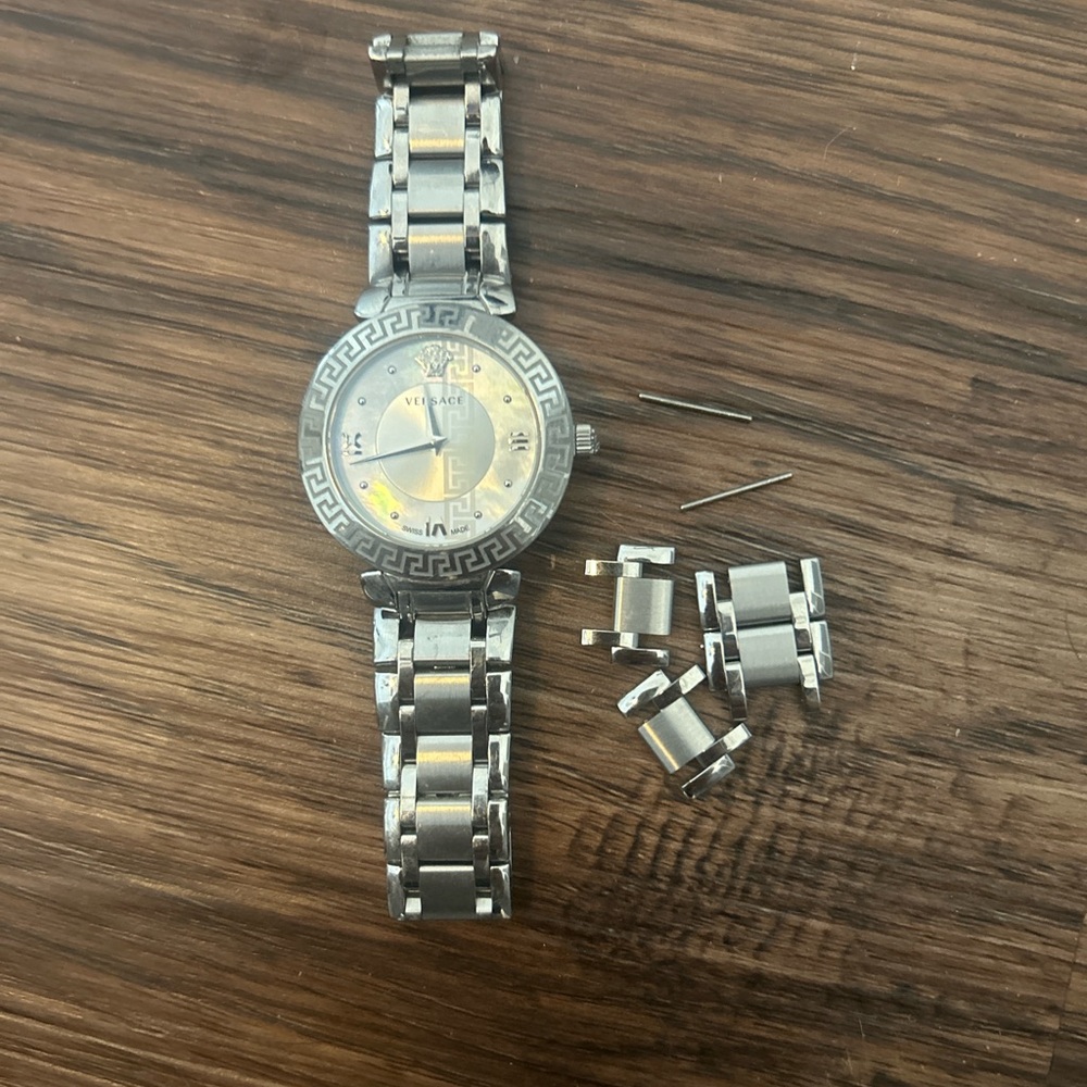 Versace Silver Mother of Pearl Watch